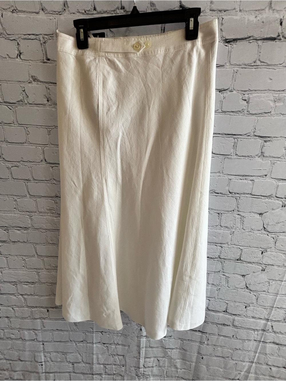 Lauren Ralph Lauren Women’s White Linen Skirt - Button/Zip Front - Size 20W